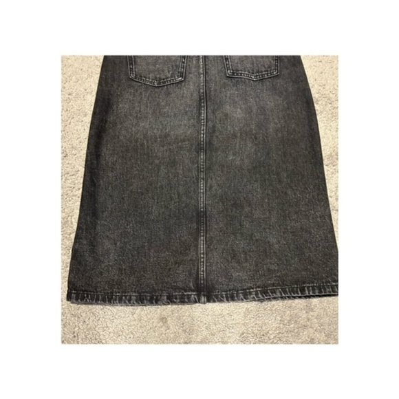 Stone Wash Black Denim Midi Skirt - Picture 9 of 9